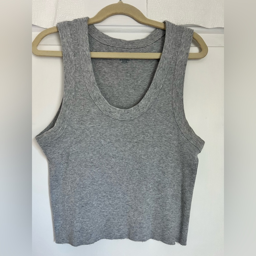 Brandy Melville Gray Ribbed Connor Tank Top